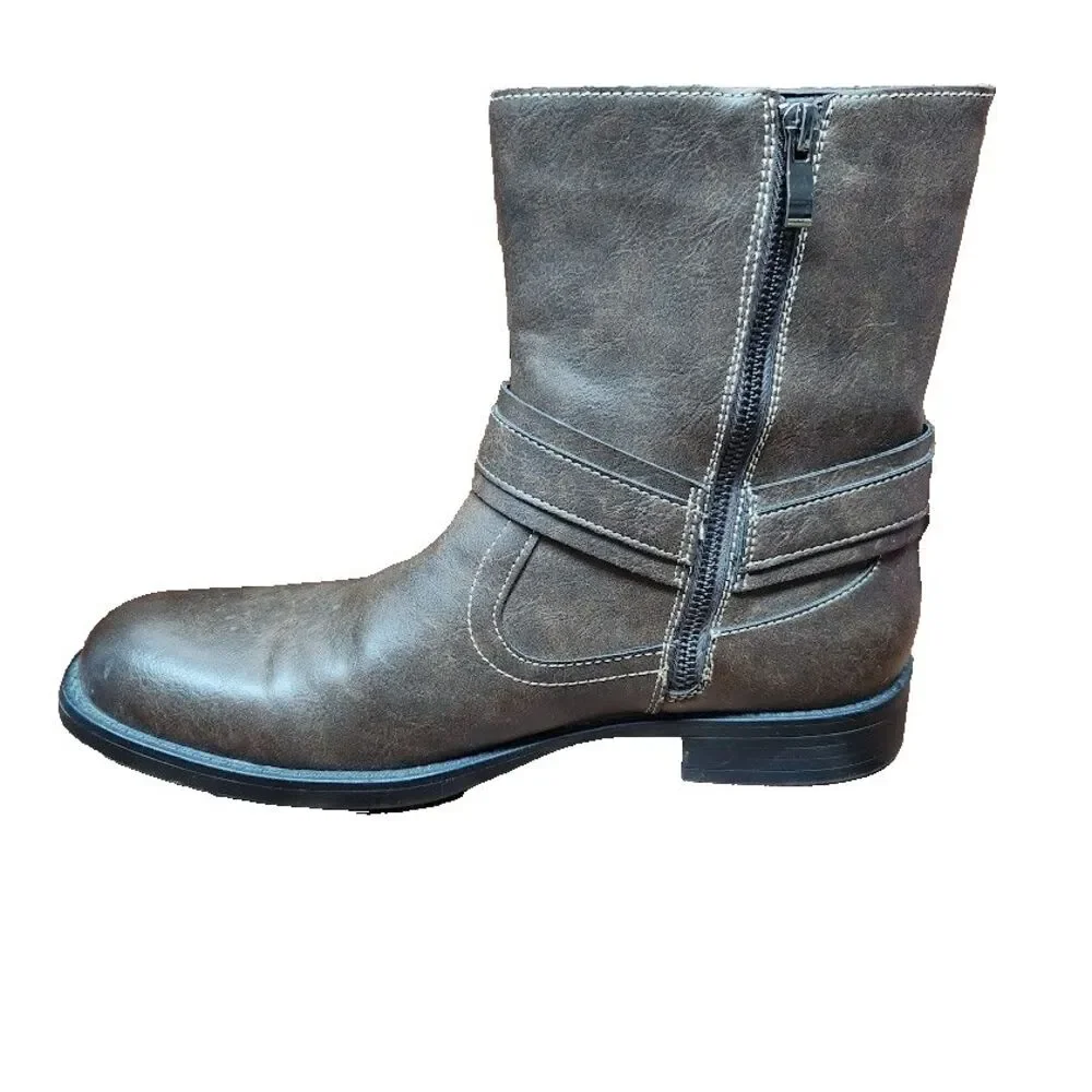 RW by Robert Wayne Conroy 207 Motorcycle Boots Men’s 10D Brown Leather Side Zip